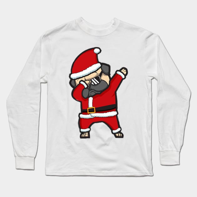 Dabbing Pug Christmas Long Sleeve T-Shirt by D3monic